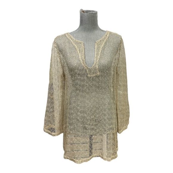 LA BLANCA By Rod Beattie Gold Mesh Net
Swim Cover Up gold color size M - Picture 1 of 8